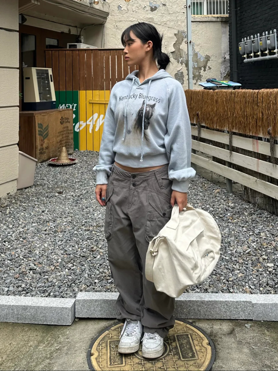Three-Way Stud Twill Bag Cool Gray