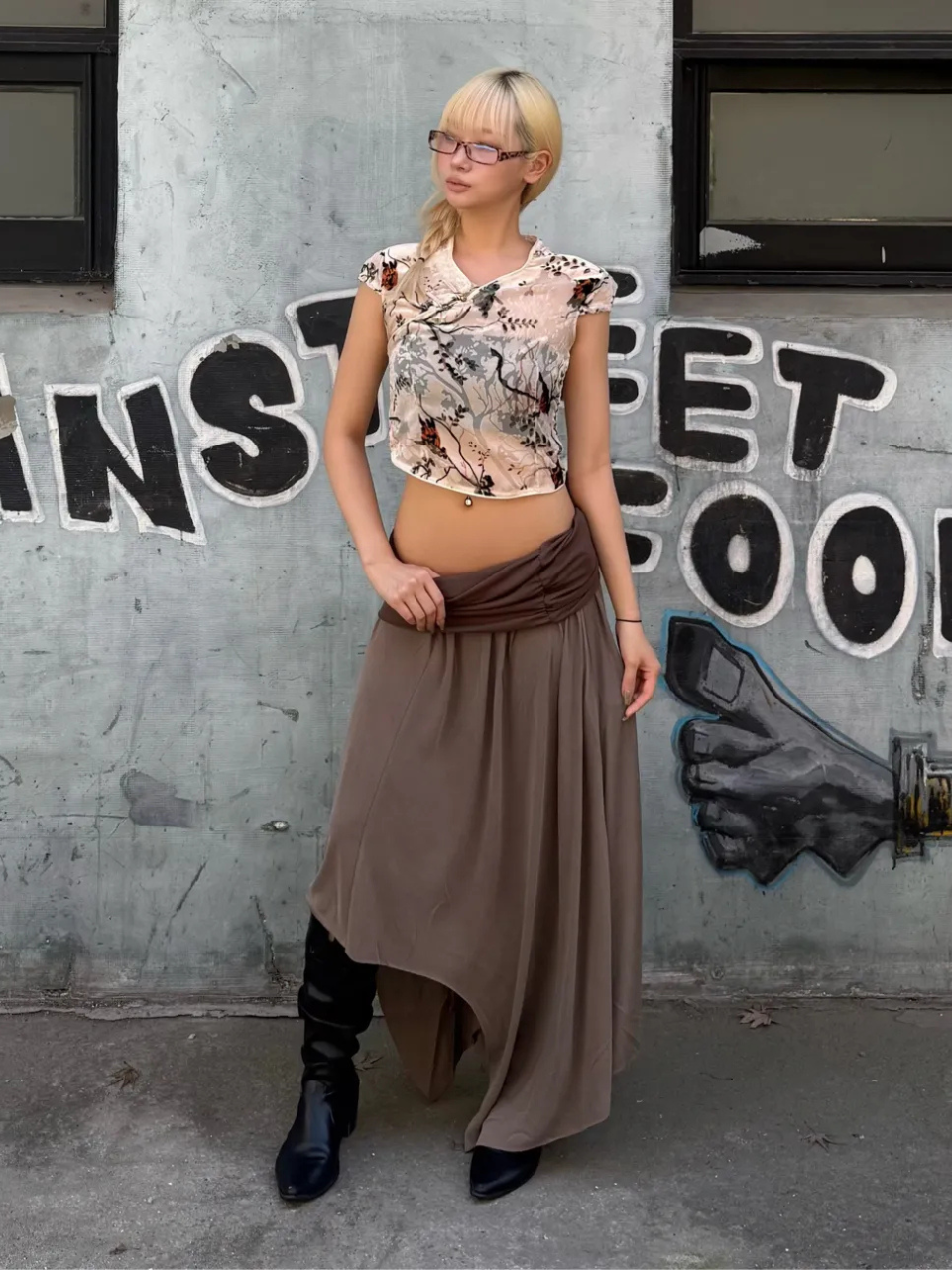 Velvet Qipao Blouse Beige