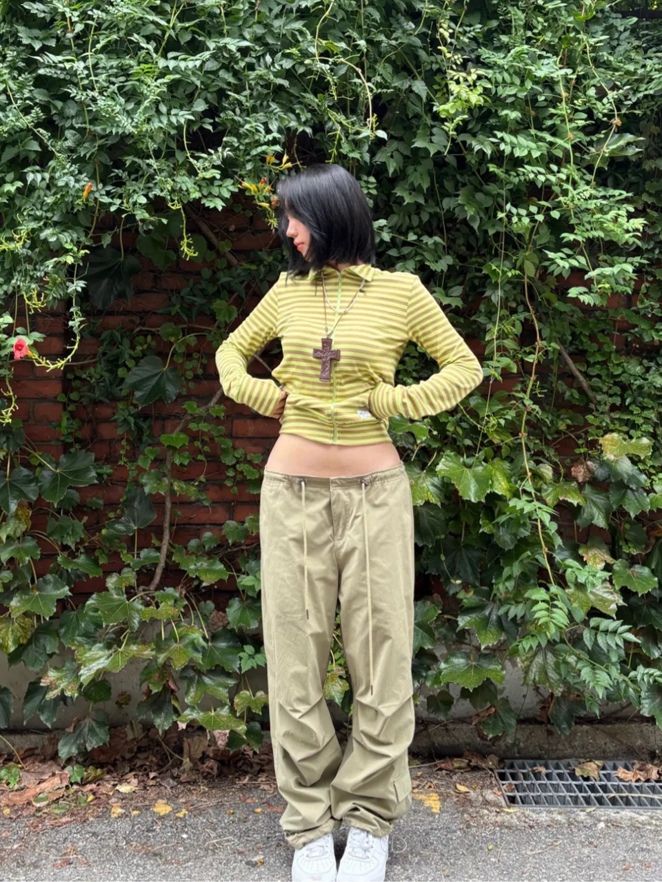 String Parachute Pants Washed Black