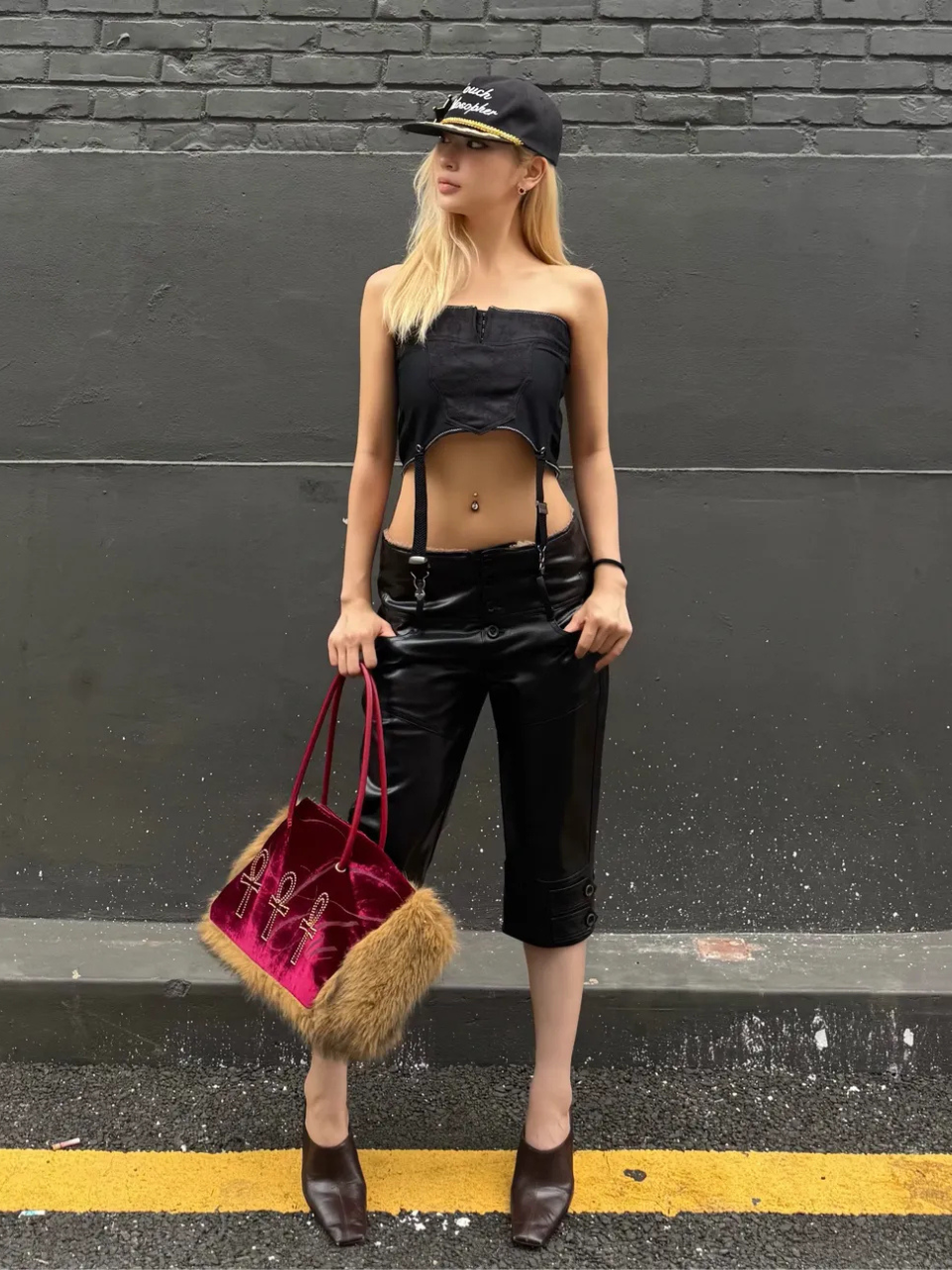 Capri Faux Leather Pants Black