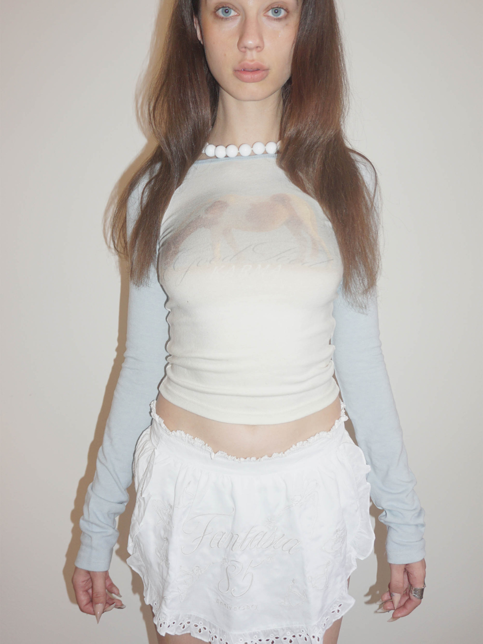 Good Karma Raglan Tee Cream/Baby Blue