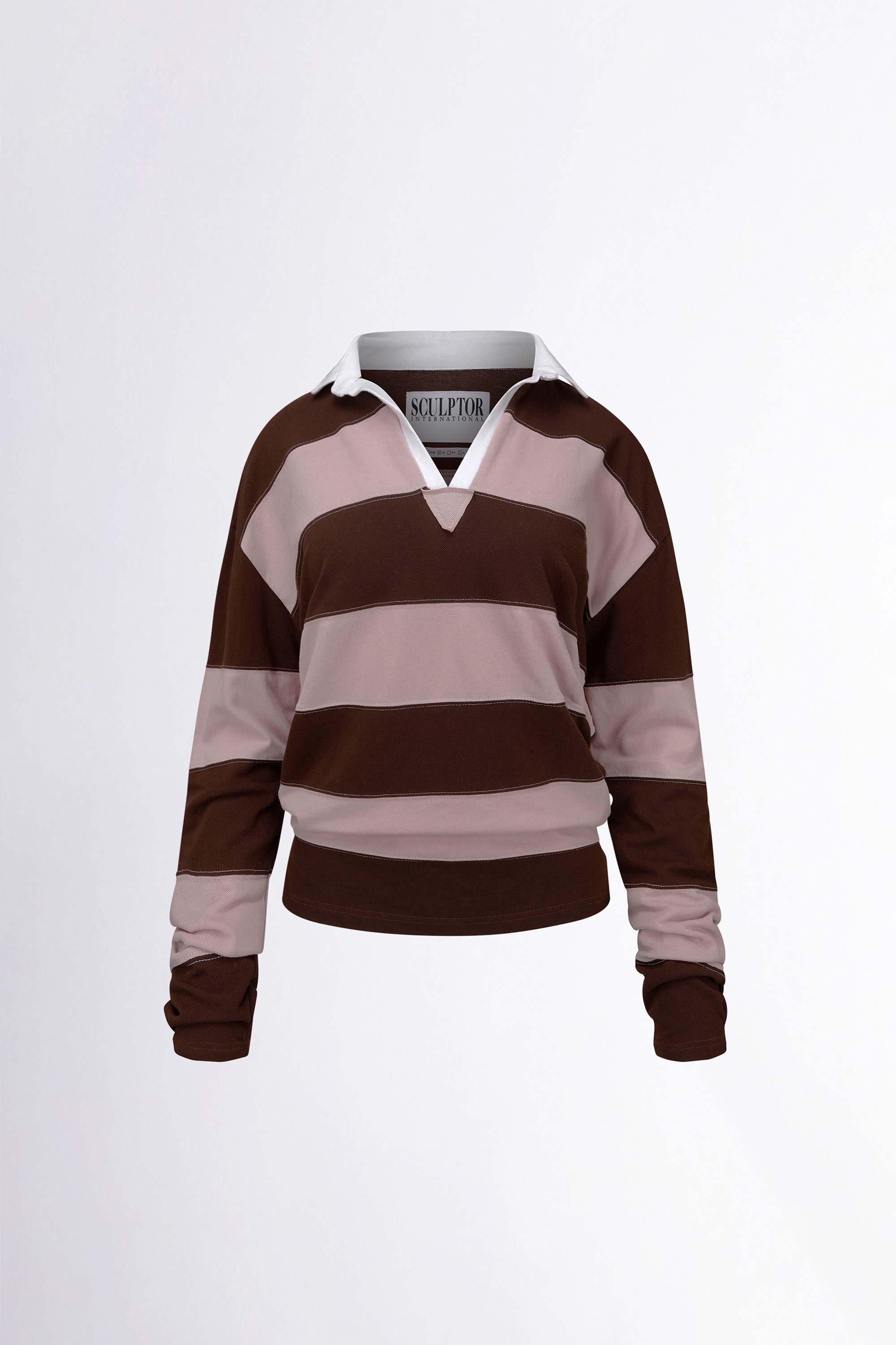 Rugby Striped Polo Jersey Pink/Brown
