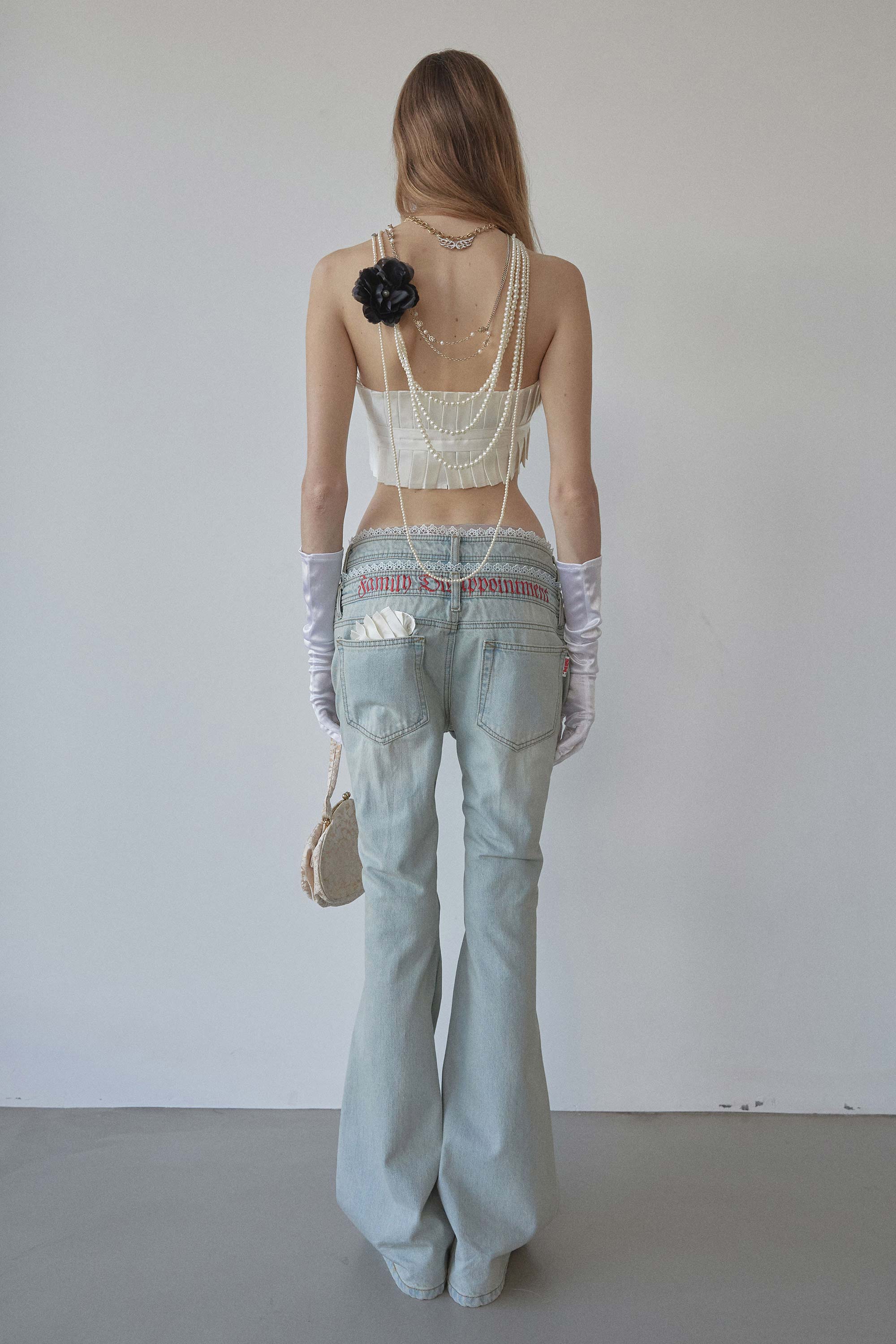 Double Waist Boots Cut Denim Vintage Ice