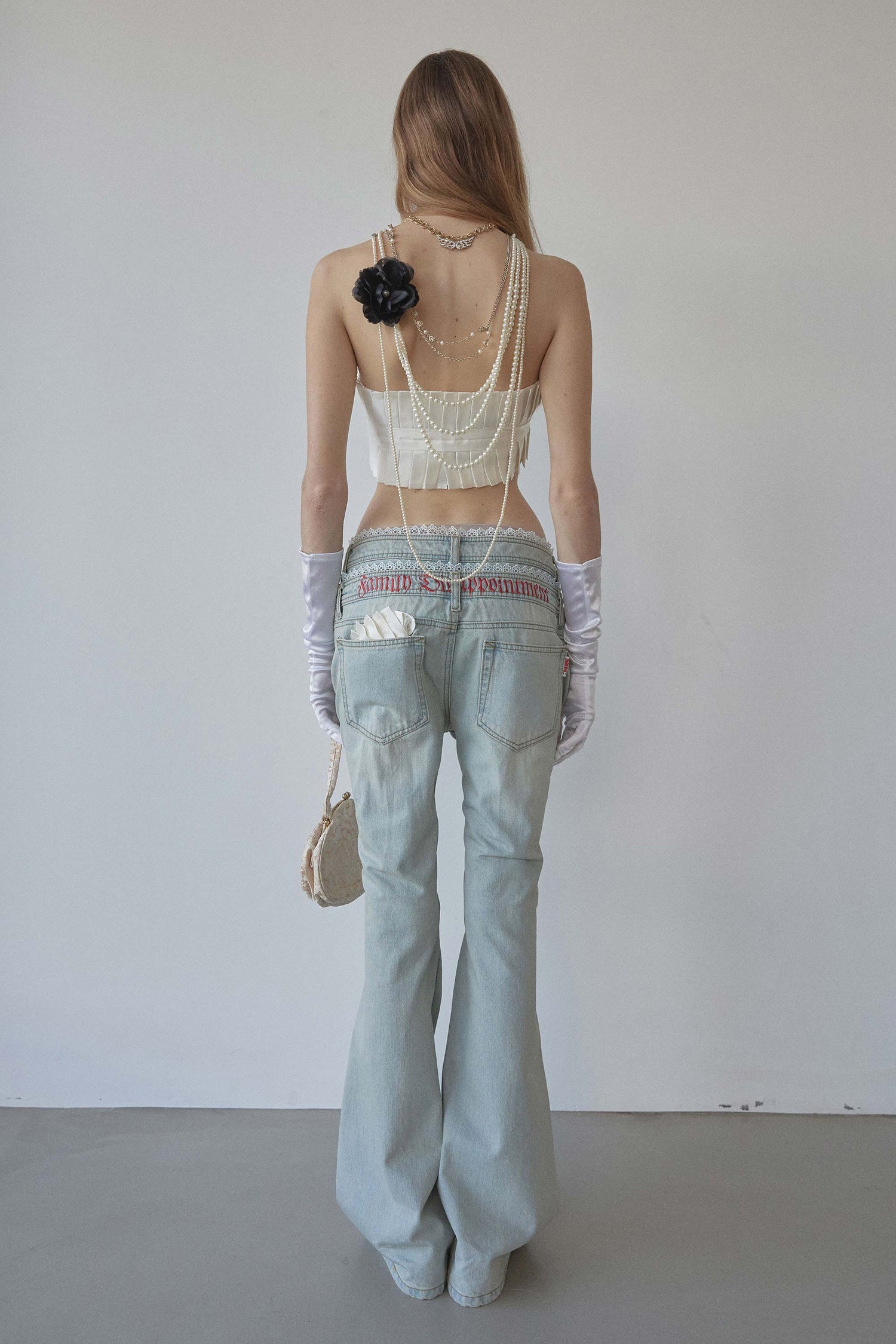 Double Waist Boots Cut Denim Vintage Ice