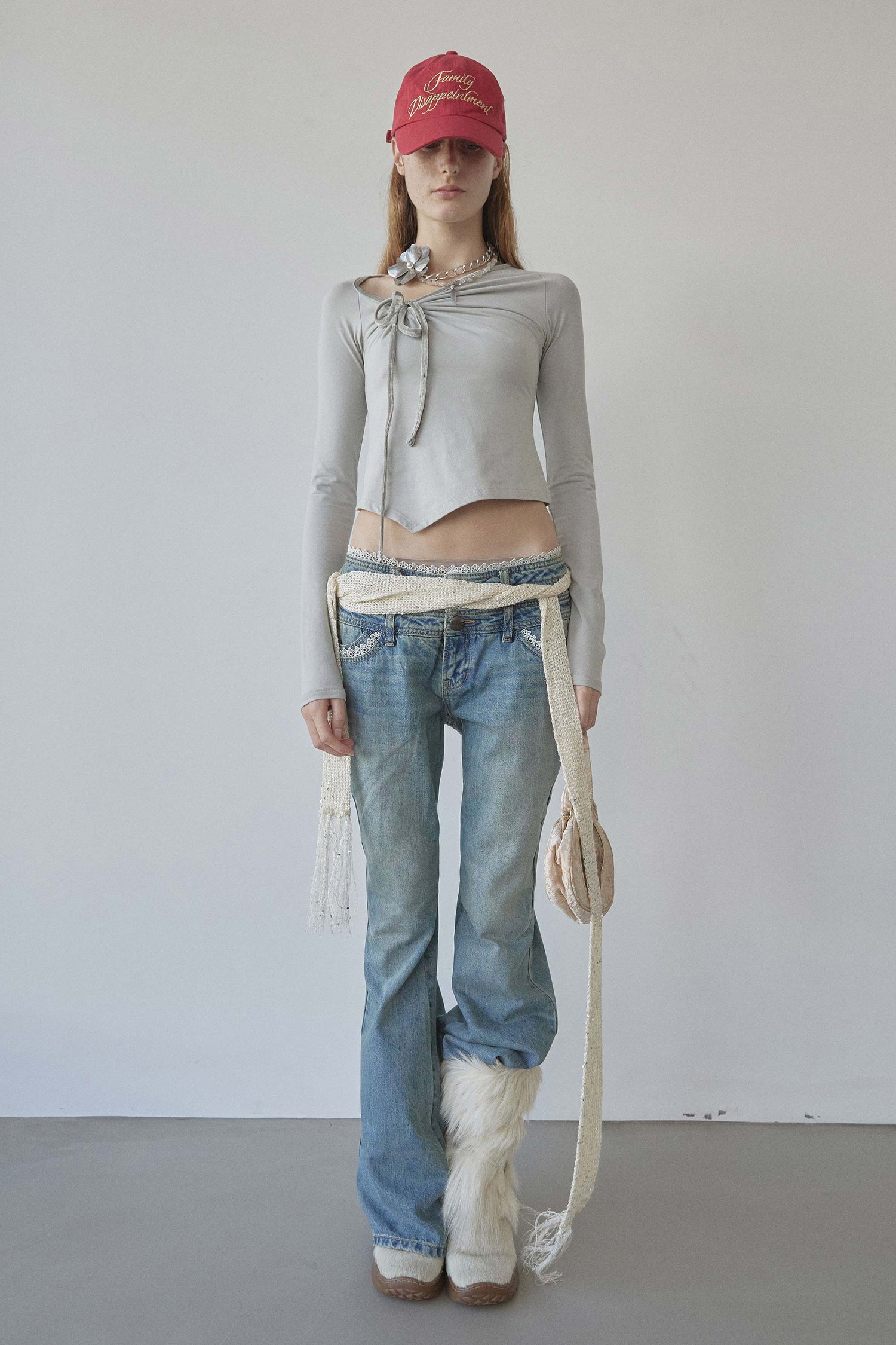 Double Waist Boots Cut Denim Mid Blue