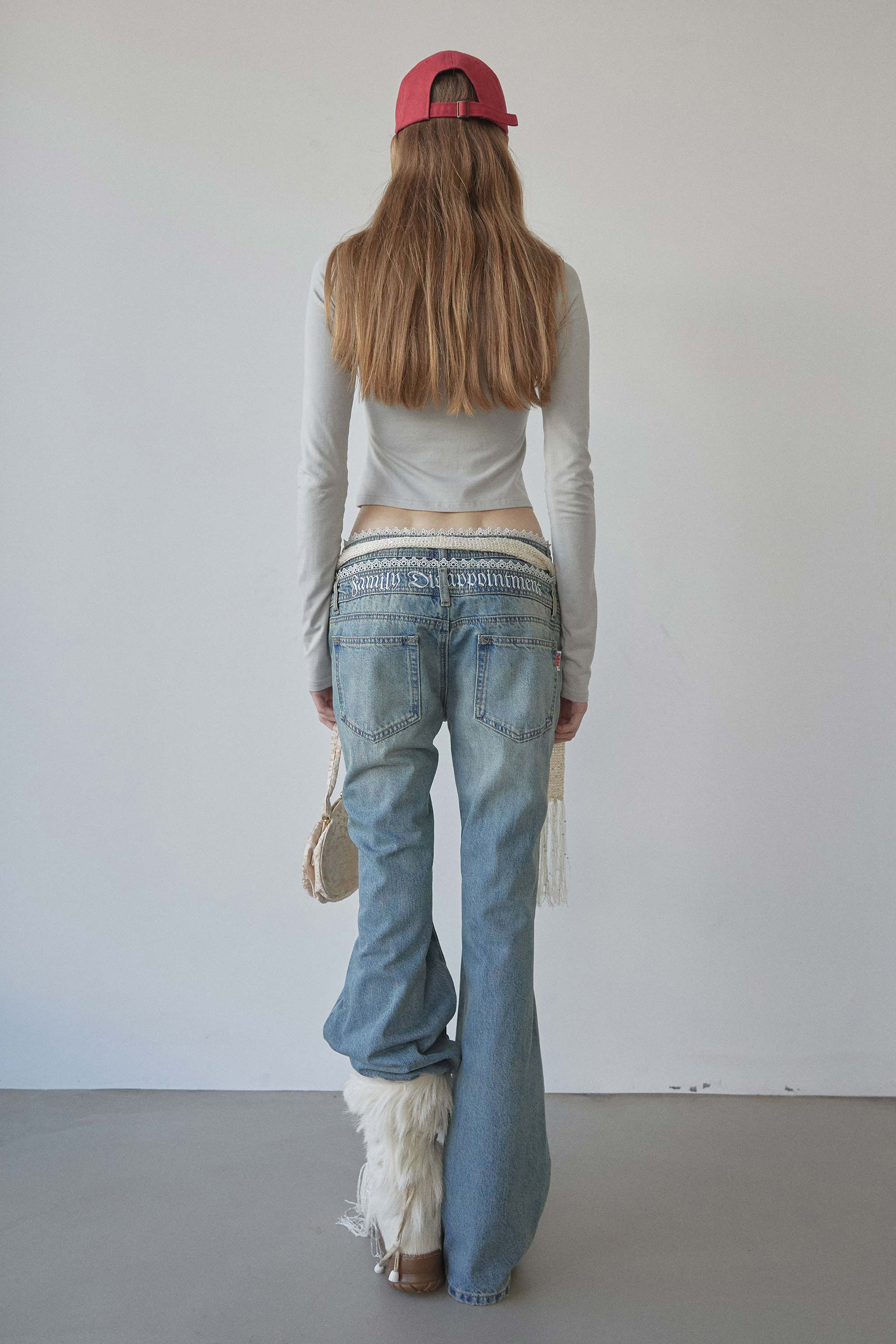 Double Waist Boots Cut Denim Mid Blue