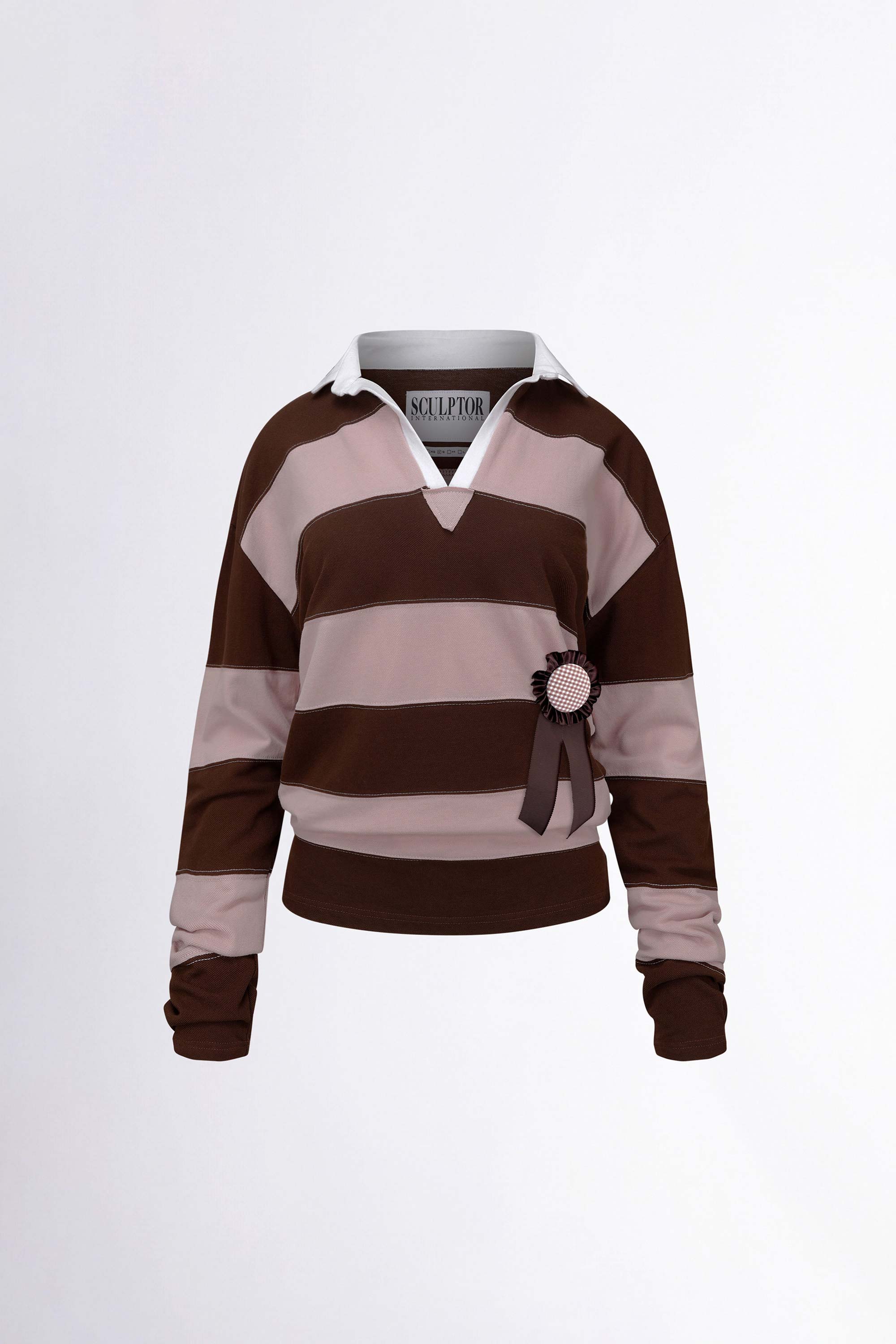 Rugby Striped Polo Jersey Pink/Brown