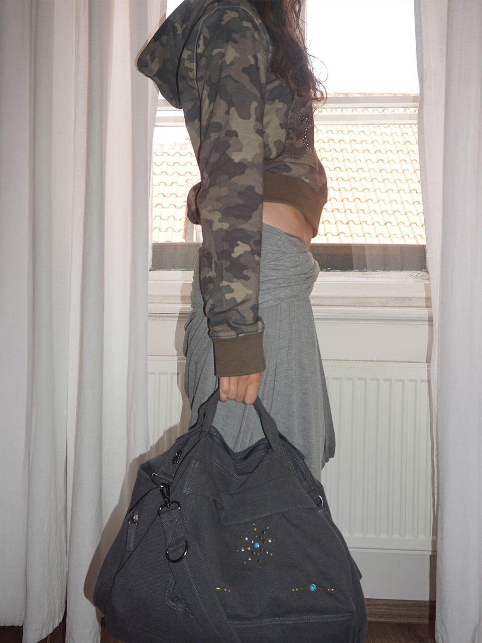 Three-Way Stud Twill Bag Cool Gray