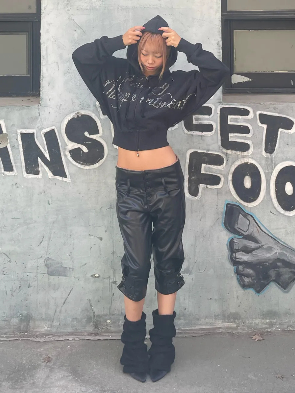 Button Back Leg Warmers Black