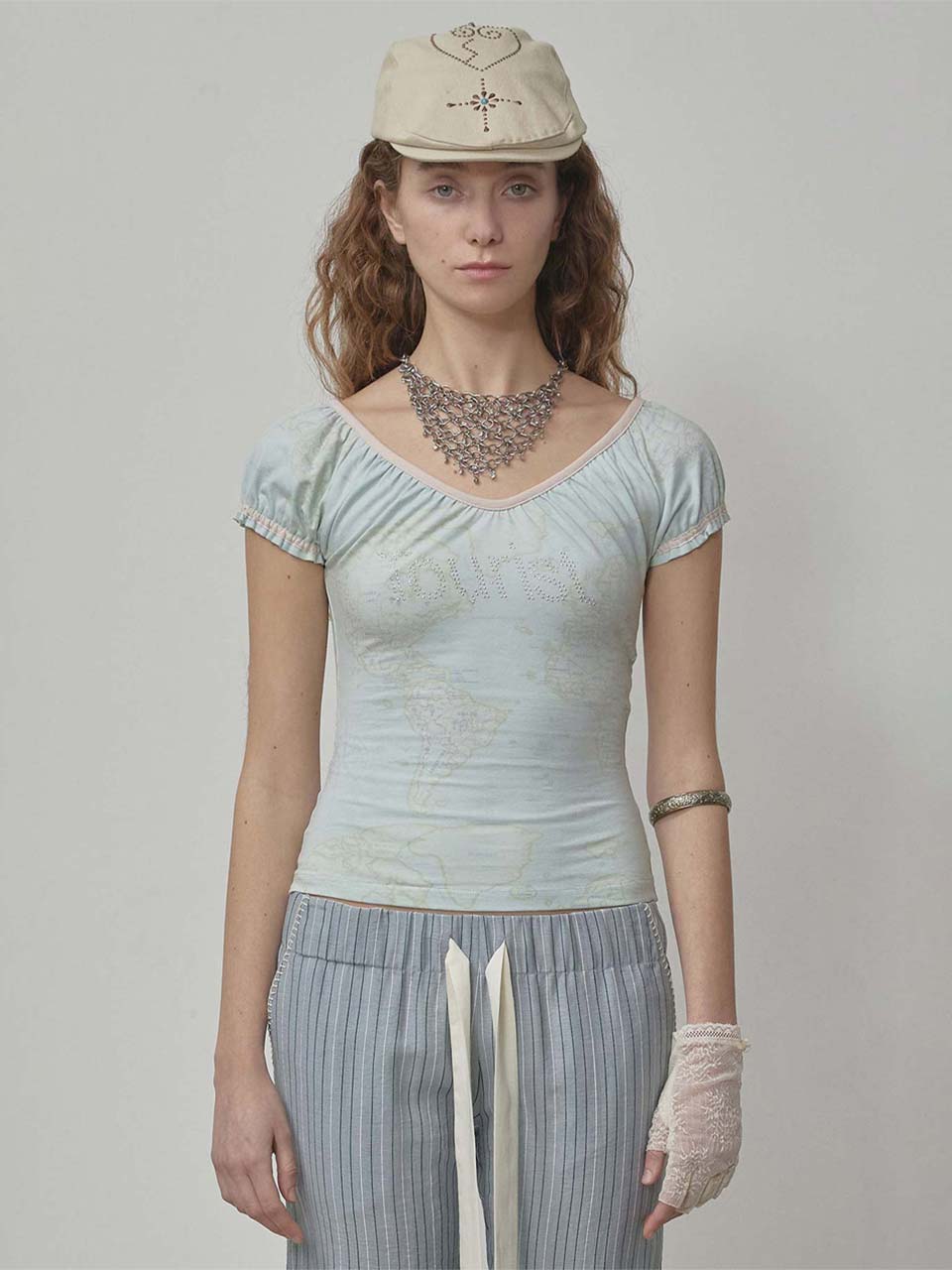 Tourist Scoop Back Tee Baby Blue