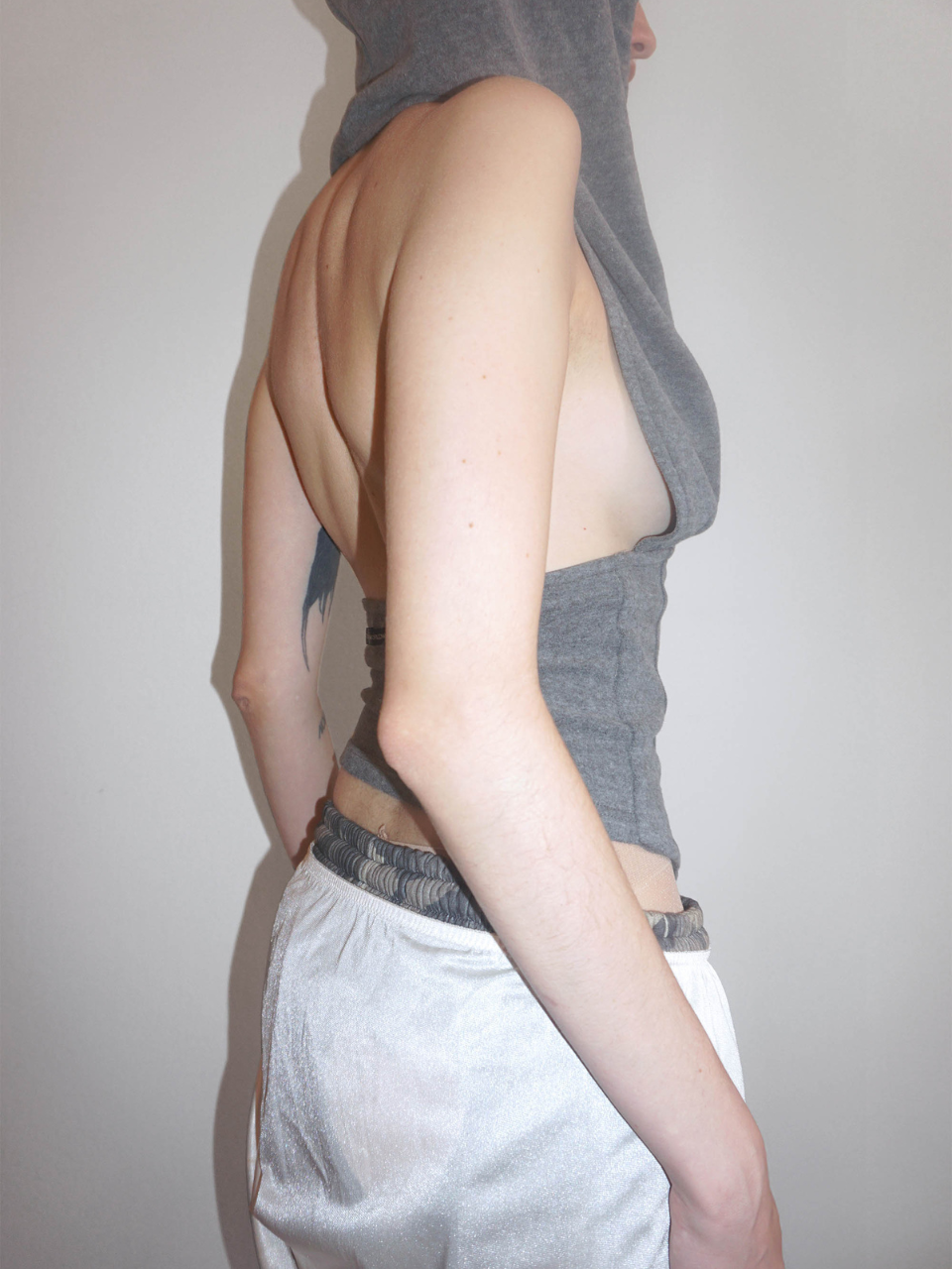 Classic Sleeveless Hoodie Melange Gray