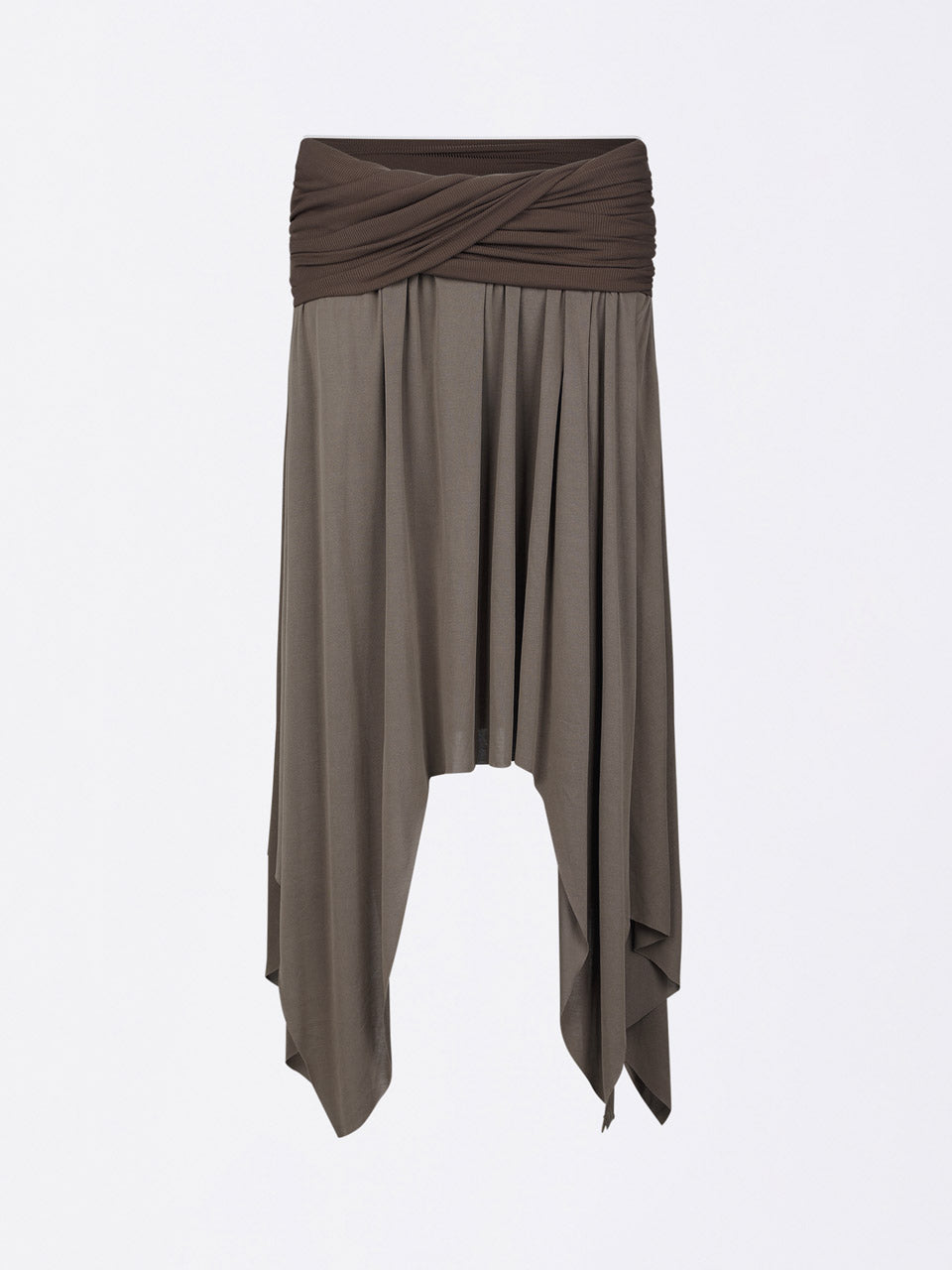 Draping Unbalance Skirt Ash Brown