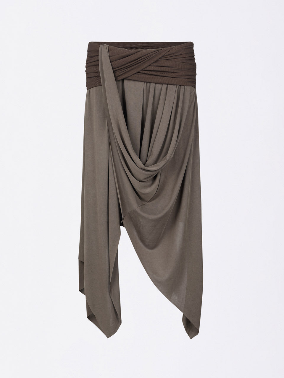 Draping Unbalance Skirt Ash Brown