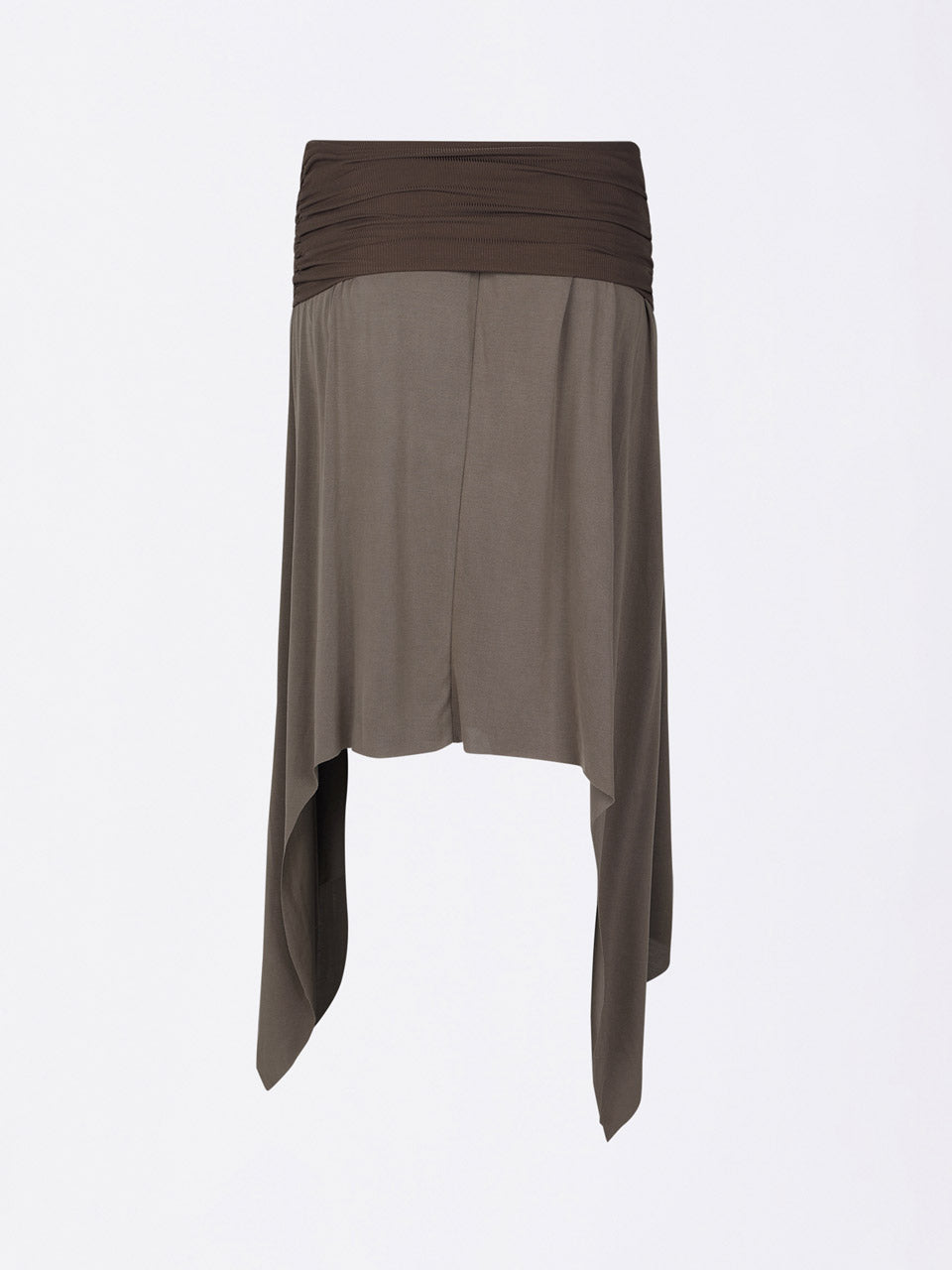 Draping Unbalance Skirt Ash Brown