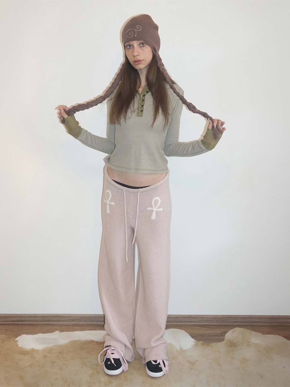 Heather Hoodie Tee Beige