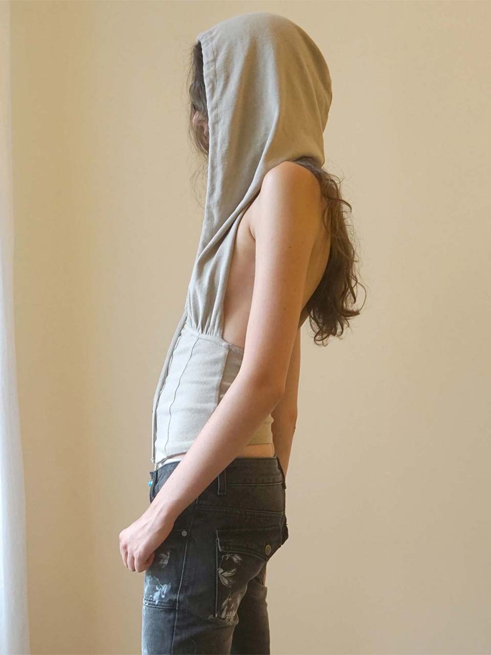 Classic Sleeveless Hoodie Beige