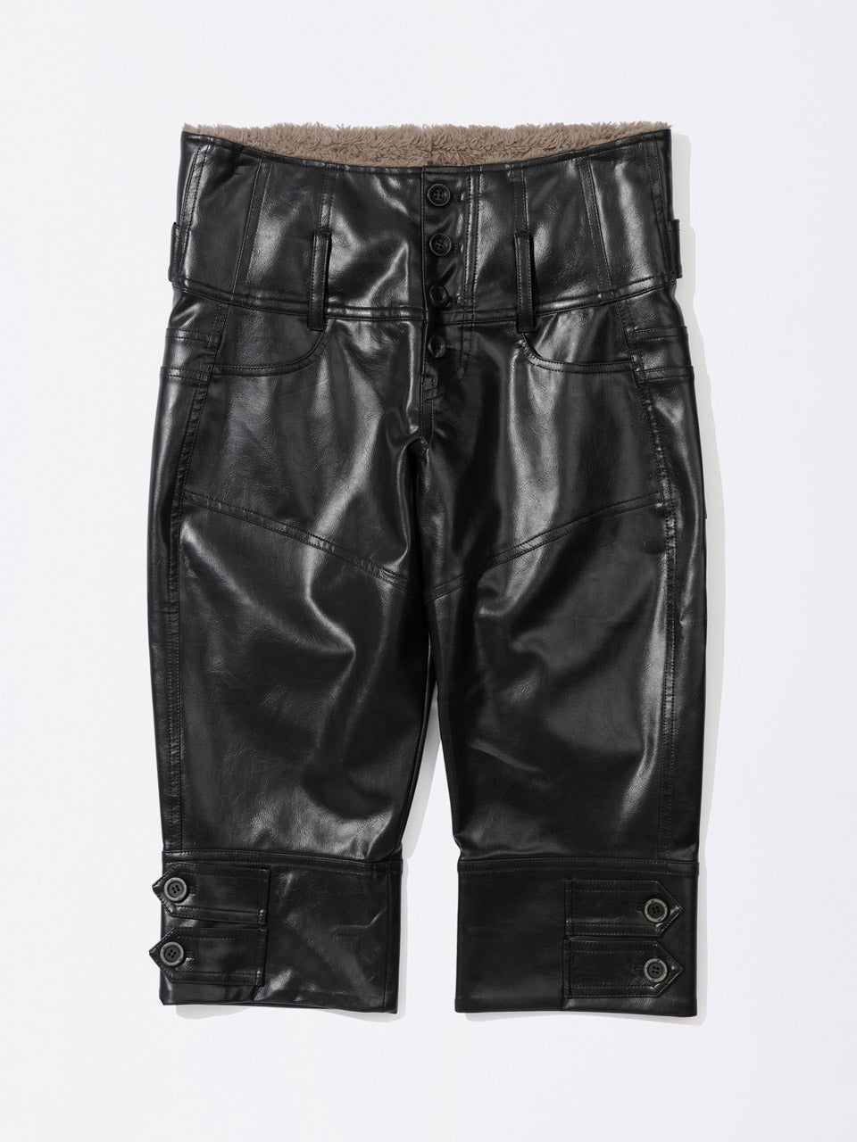 Capri Faux Leather Pants Black