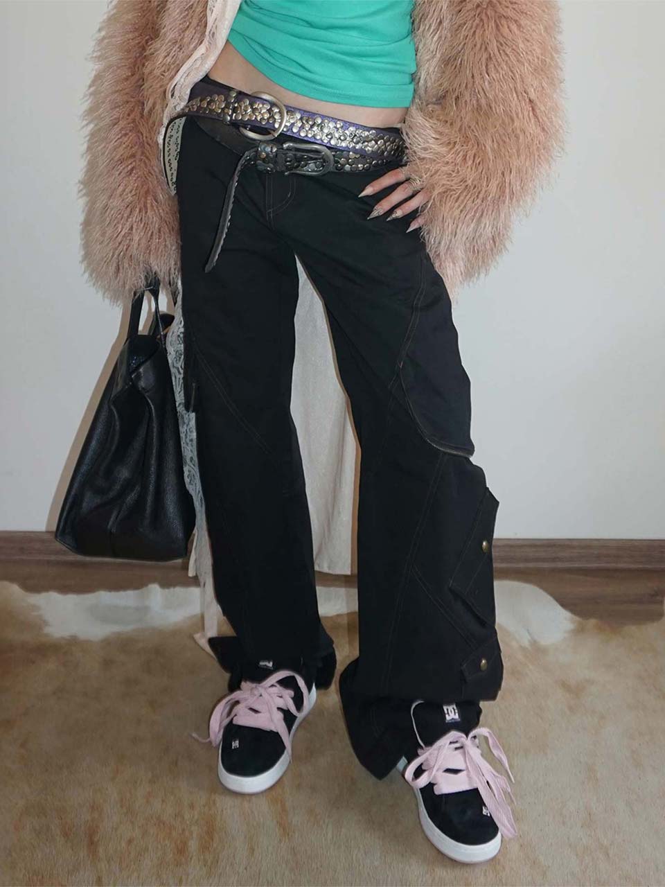Washed Cargo Pants Black