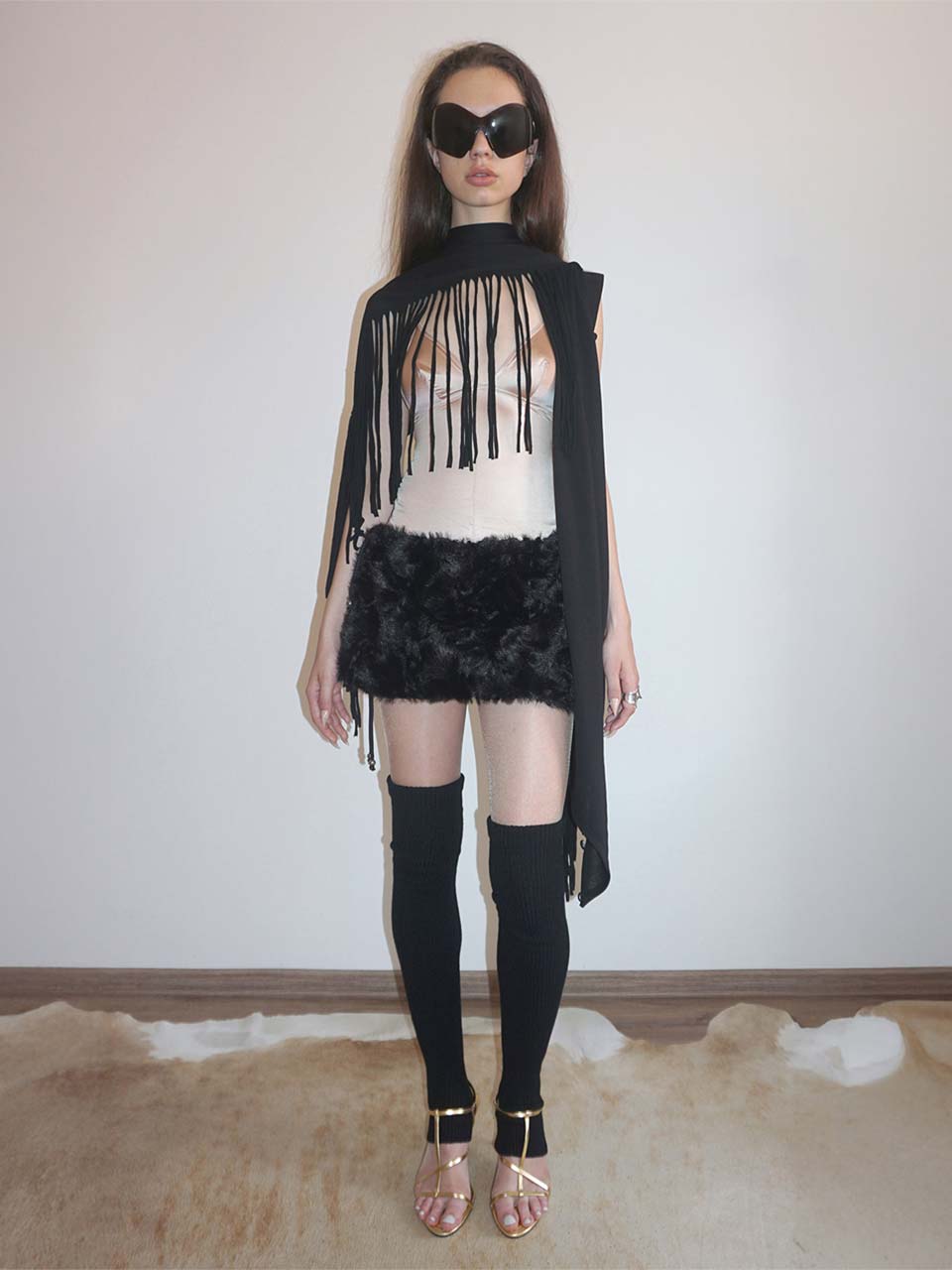 Versatile Fringe Cape Black