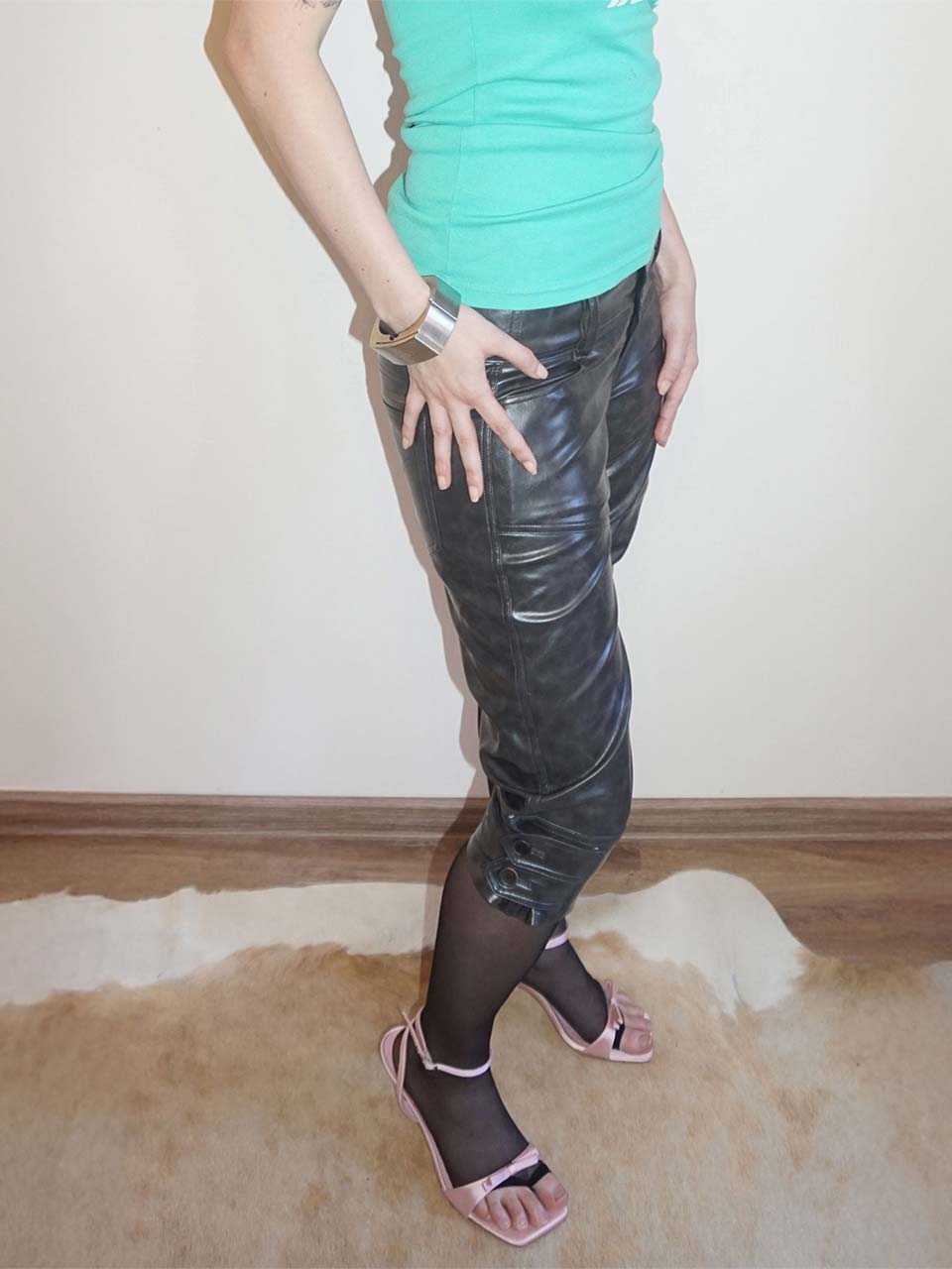 Capri Faux Leather Pants Black