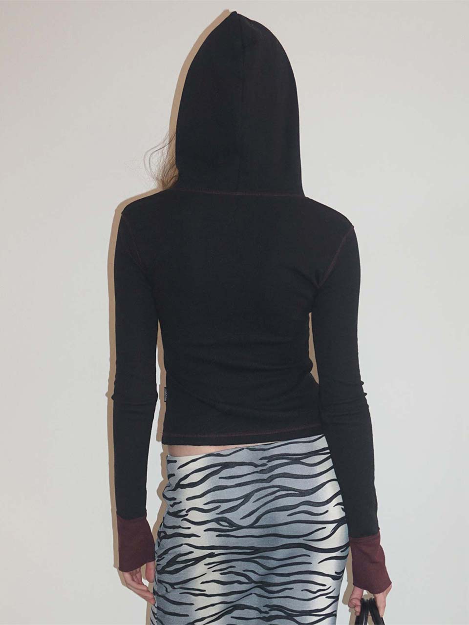 Heather Hoodie Tee Black