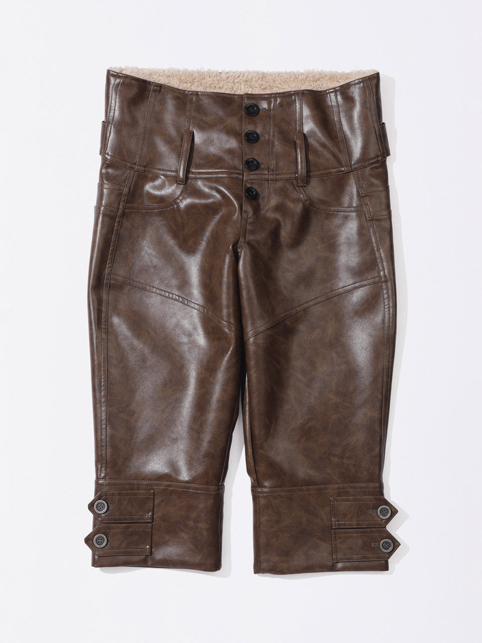 Capri Faux Leather Pants Brown