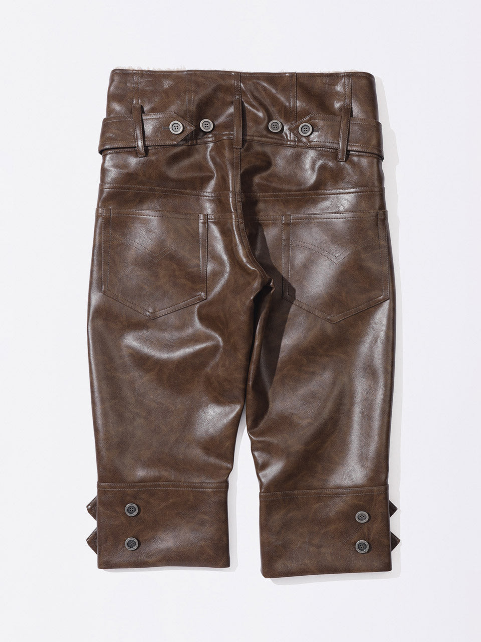 Capri Faux Leather Pants Brown