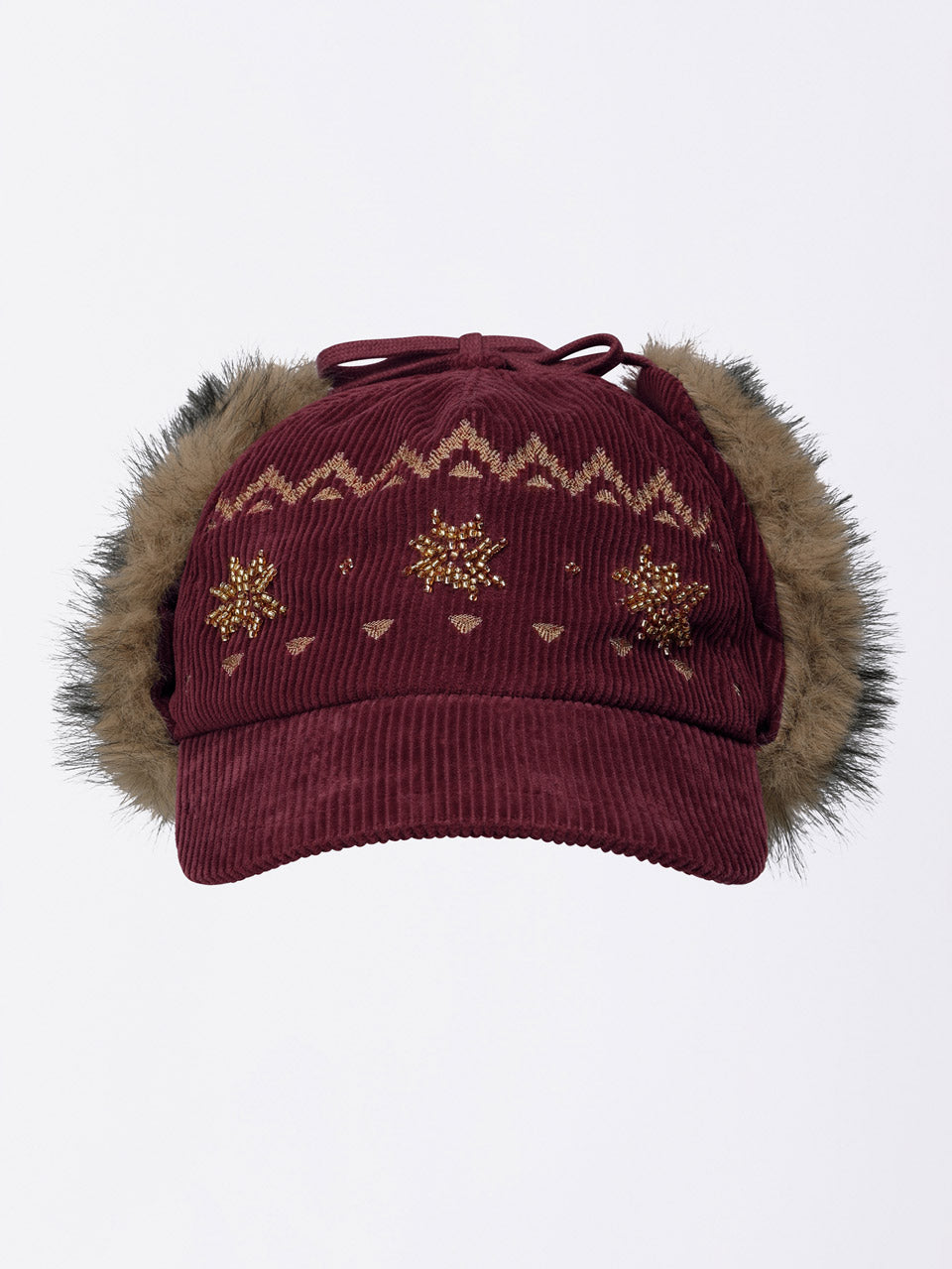Nordic Corduroy Earflap Cap Burgundy