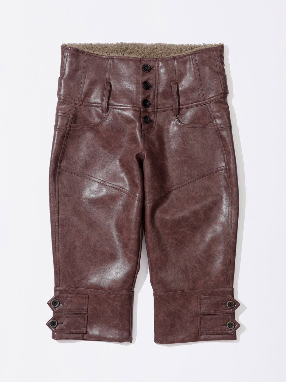 Capri Faux Leather Pants Burgundy