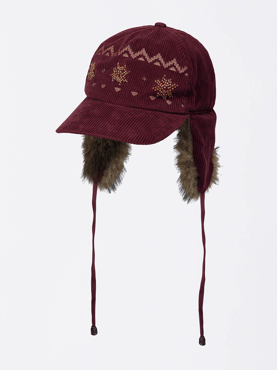 Nordic Corduroy Earflap Cap Burgundy