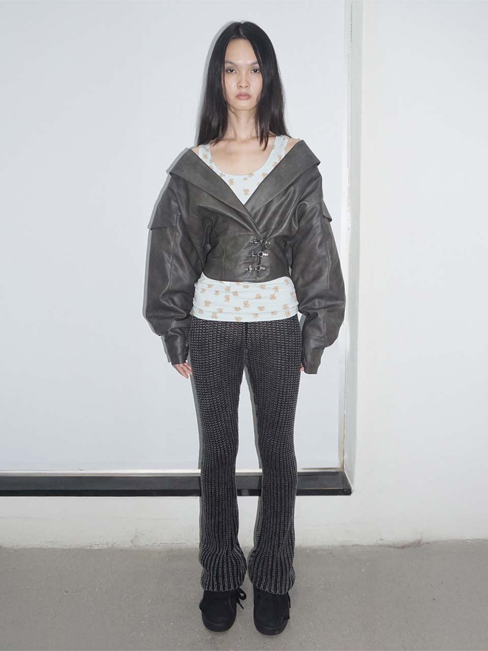 Corset Latch Down Jacket Charcoal