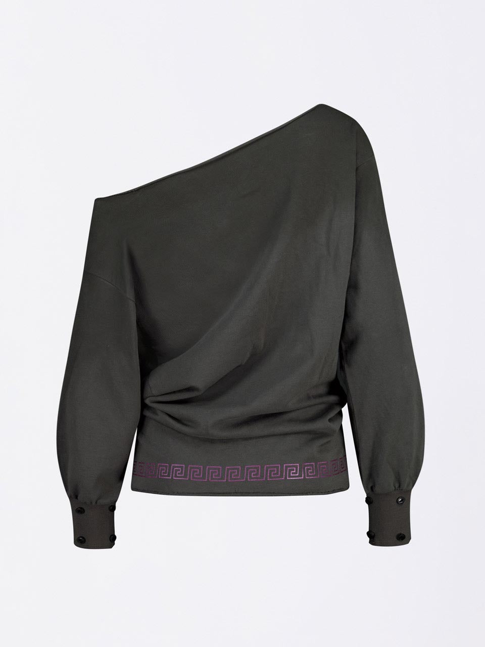 Boho Washed Off-Shoulder Tee Charcoal