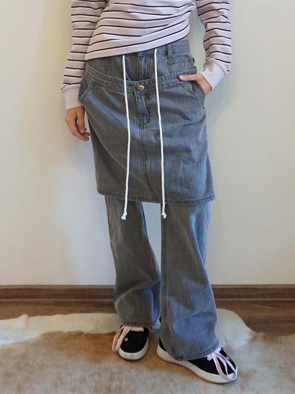 Apron Layered Denim Charcoal