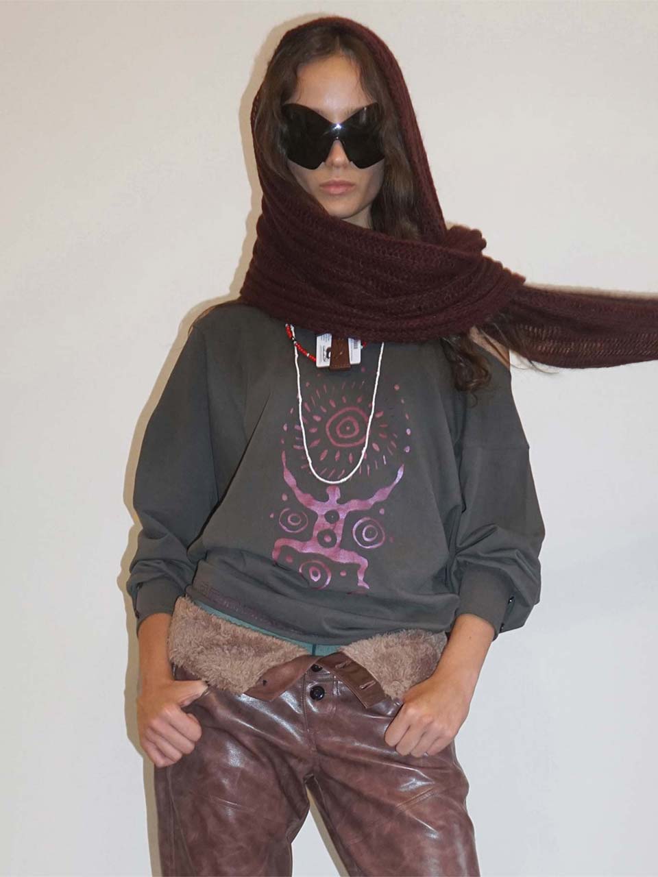 Boho Washed Off-Shoulder Tee Charcoal