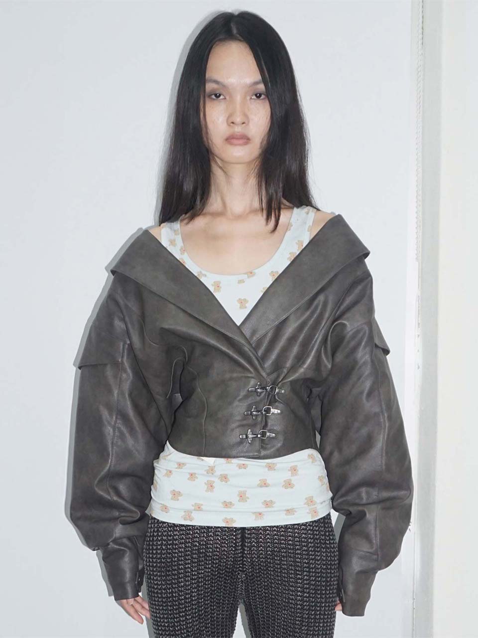 Corset Latch Down Jacket Charcoal
