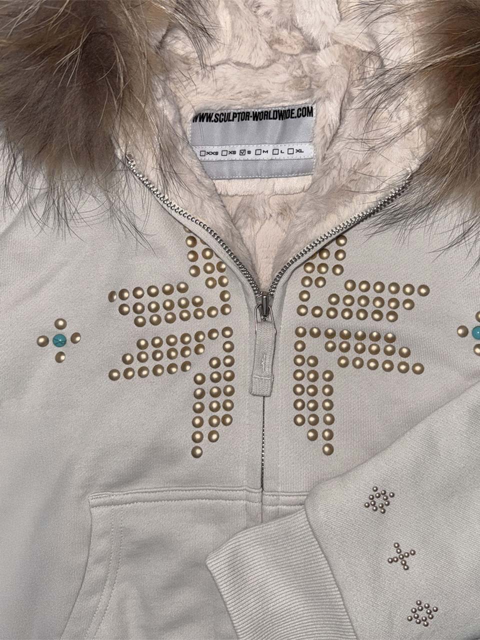【11月中旬お届け予定】Fur Trimming Hooded Zip-Up Dirty White