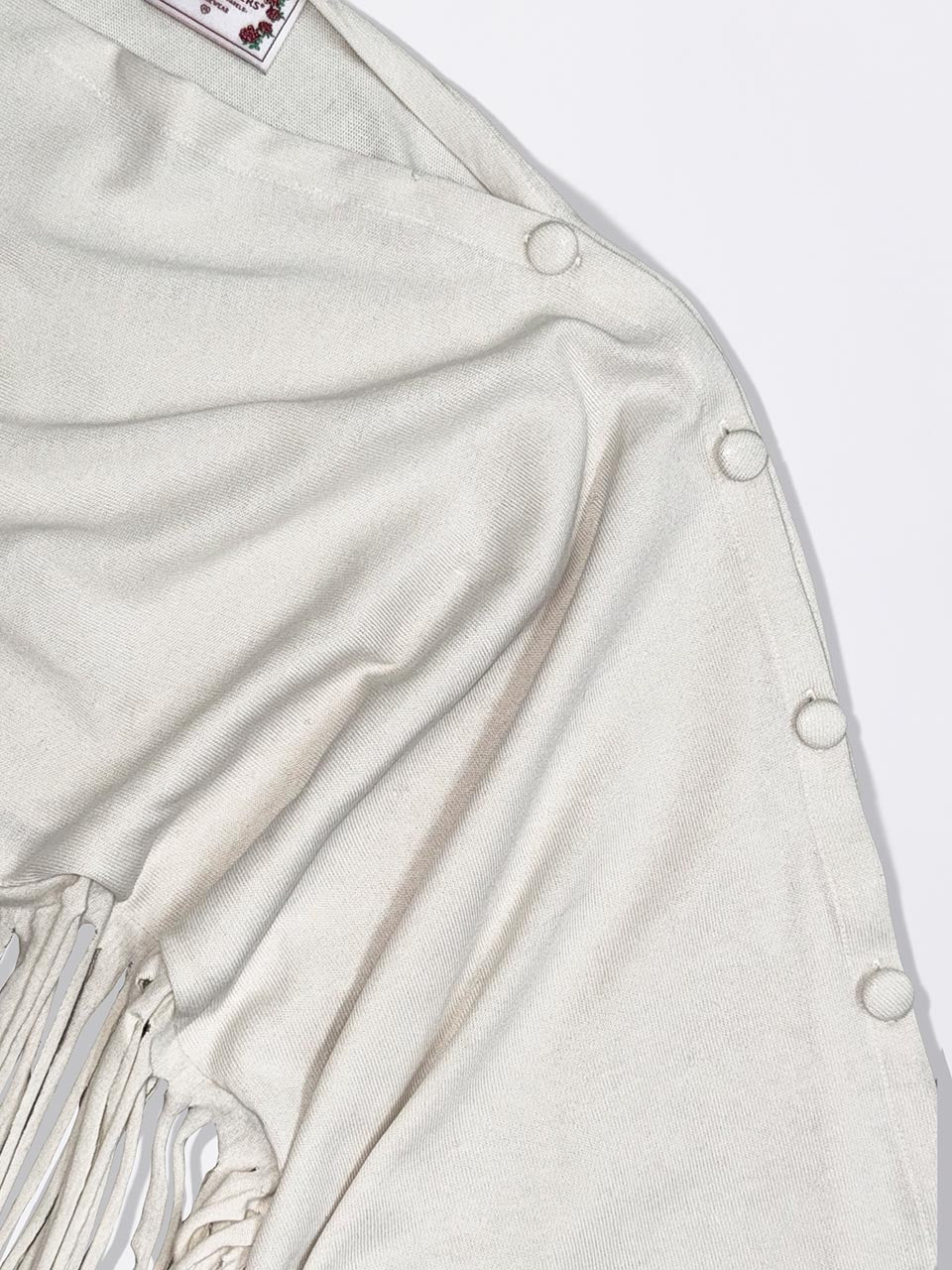 Versatile Fringe Cape Dusty White