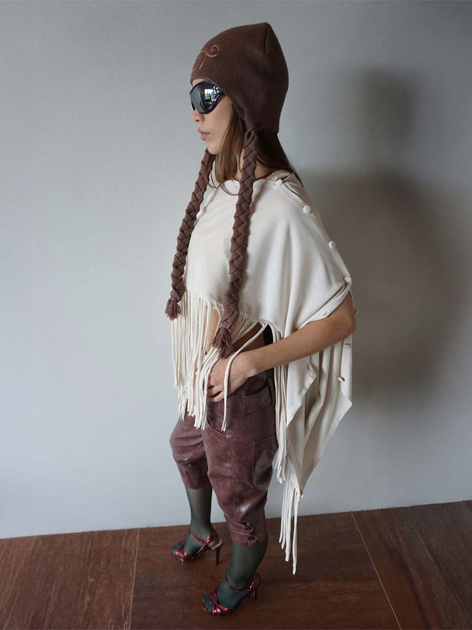 Versatile Fringe Cape Dusty White