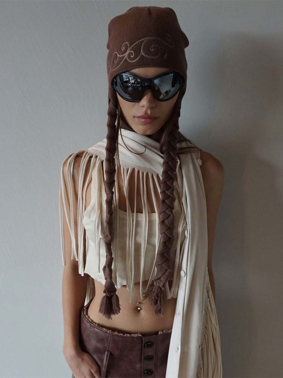 Versatile Fringe Cape Dusty White