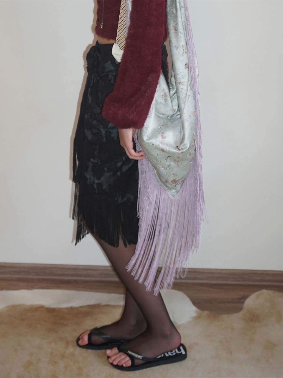 Fringe Scarf Bag Dusty Blue