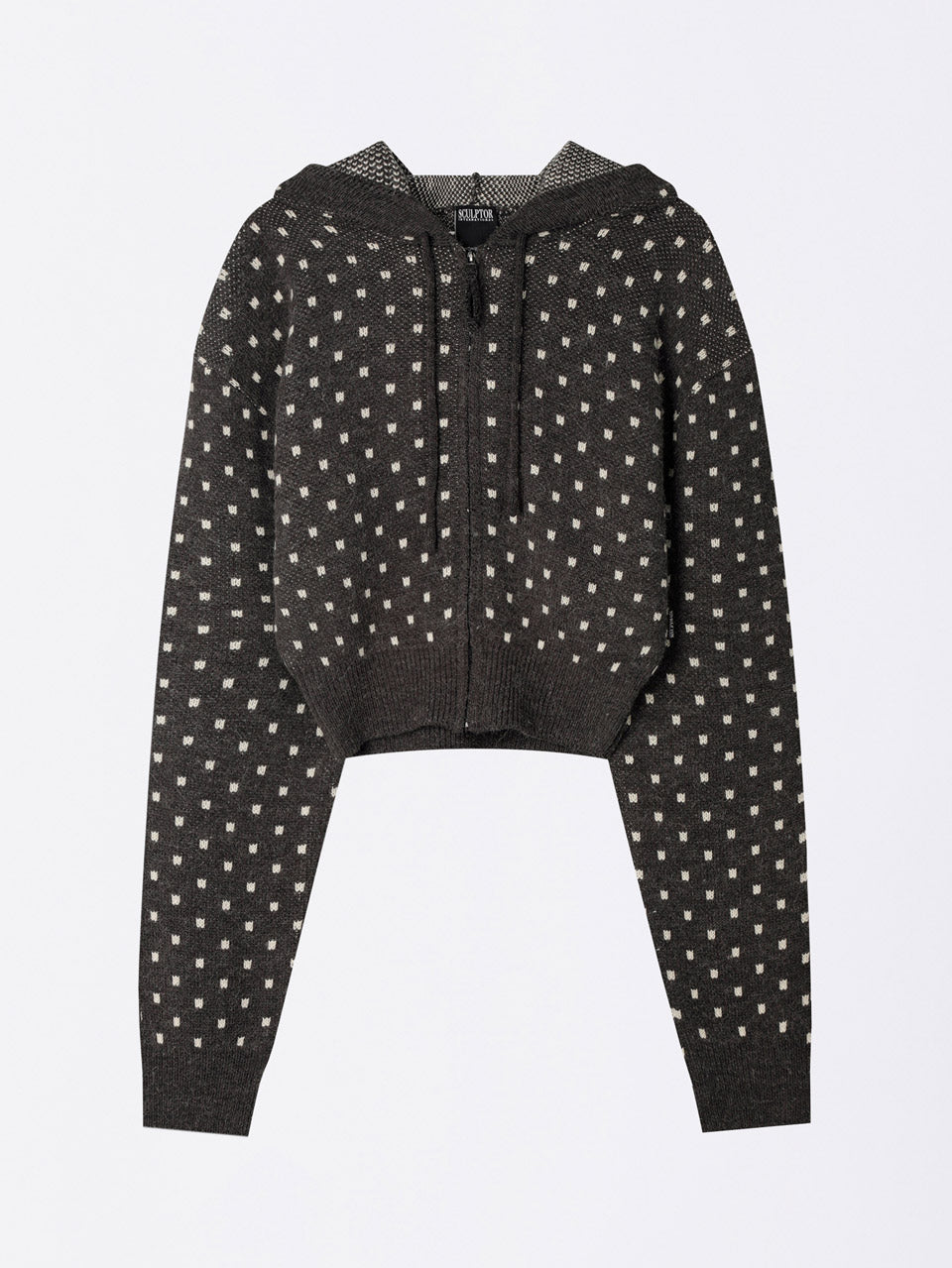 Snowflake Knit Zip-Up Gray