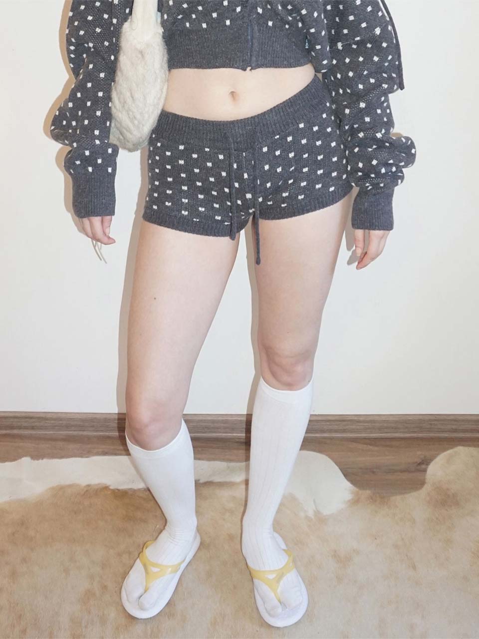 Snowflake Knit Shorts Gray