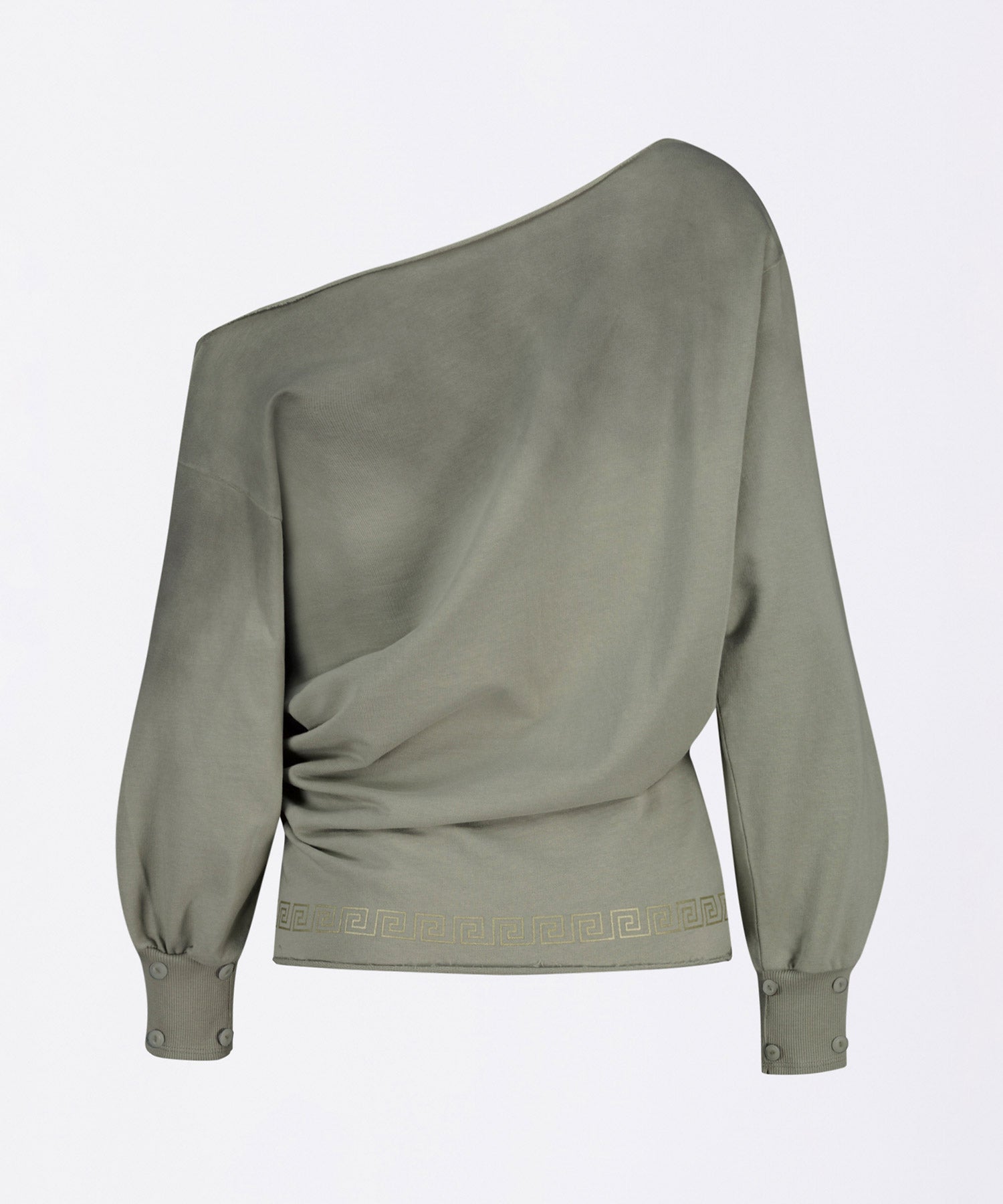 Boho Washed Off-Shoulder Tee Khaki