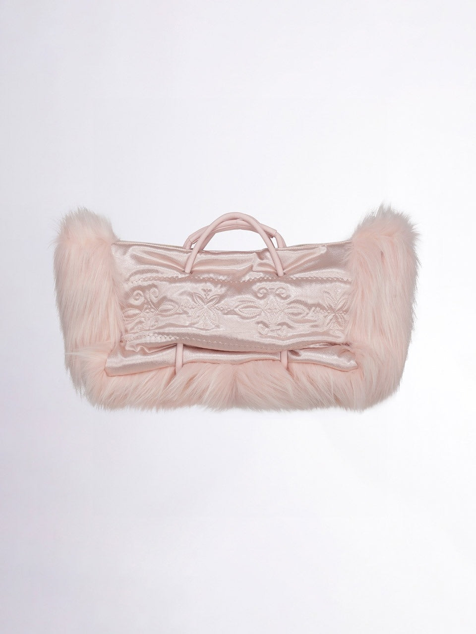 Fluffy Slouchy Satin Bag Coral Beige/Pink