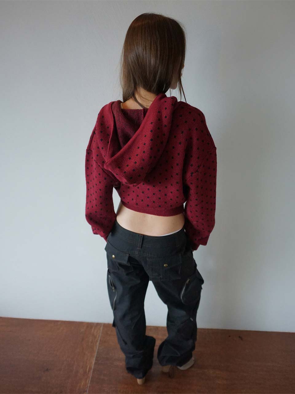 Snowflake Knit Zip-Up Ladybug