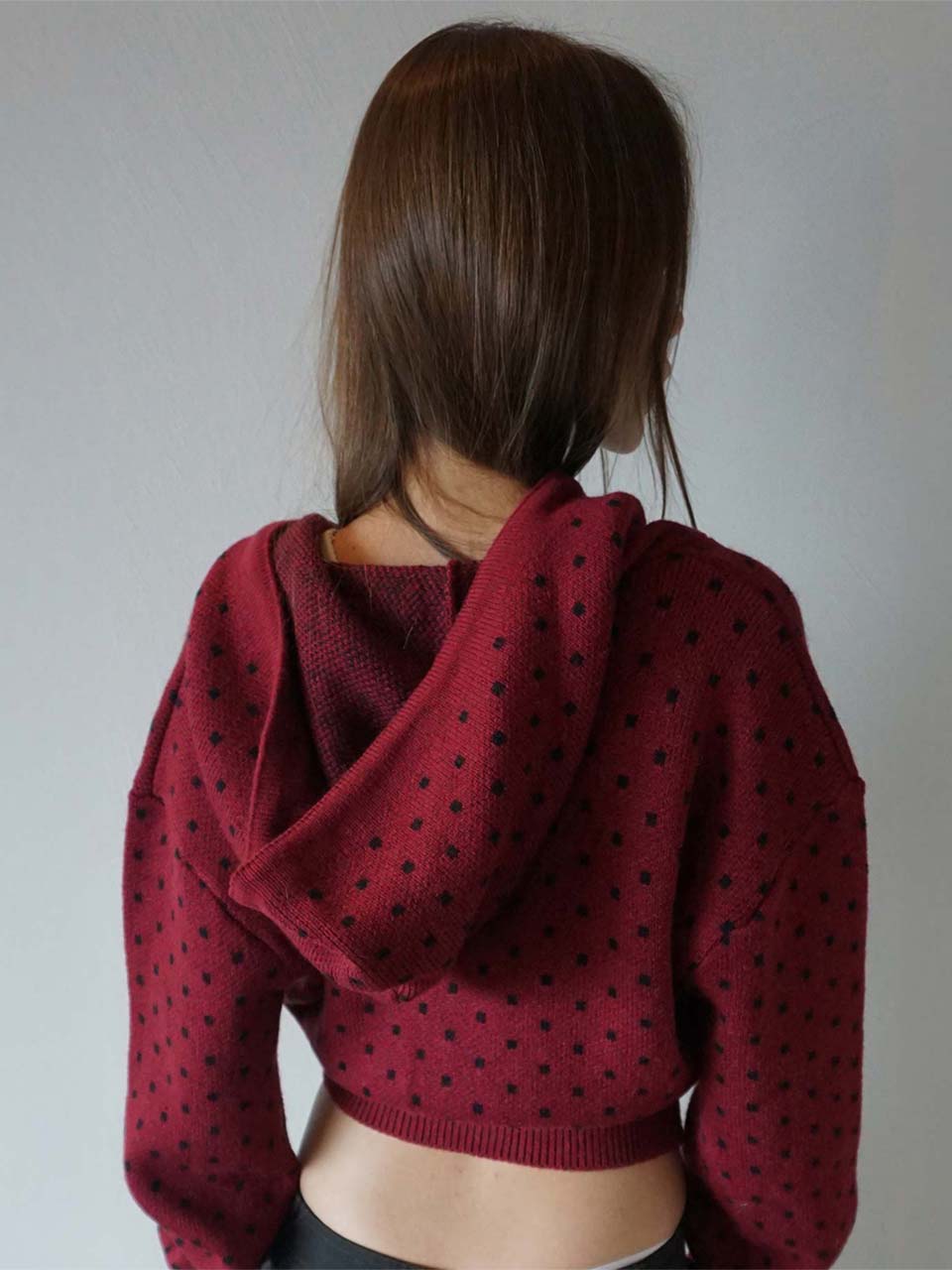 Snowflake Knit Zip-Up Ladybug