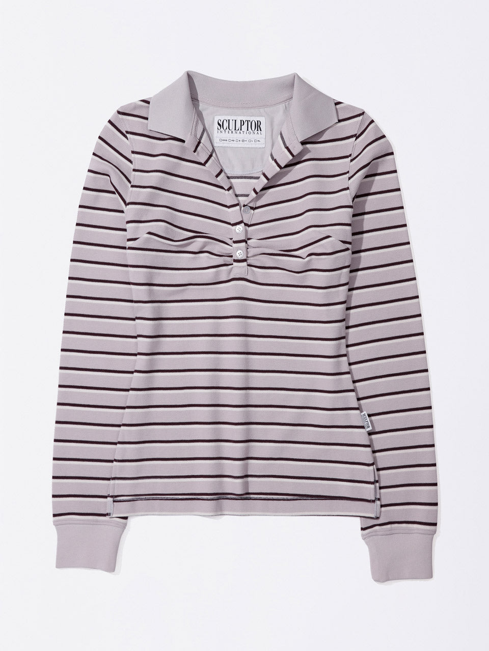 Shirring Tennis Shirt Lavender Stripe