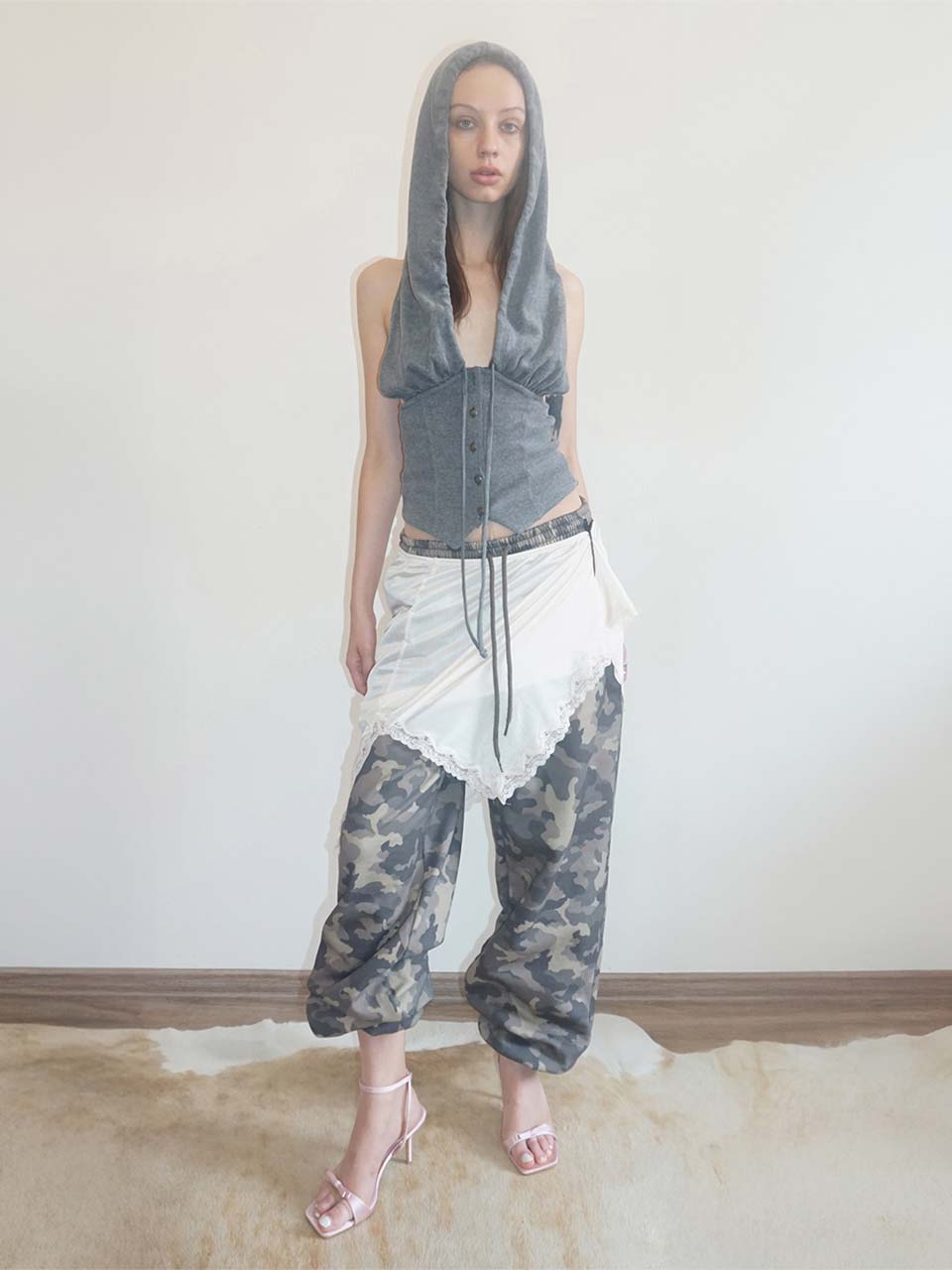 Classic Sleeveless Hoodie Melange Gray