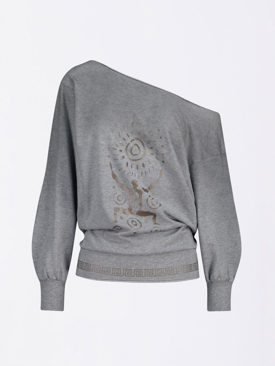 Boho Washed Off-Shoulder Tee Melange Gray
