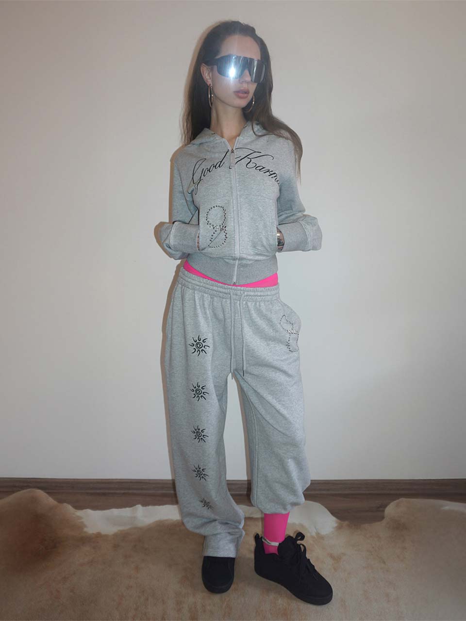 Karma Hooded Zip-Up Melange Gray